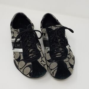 Coach Women's Sneakers Signature Jayme Black / Grey / Silver Size 6 M  Flaws